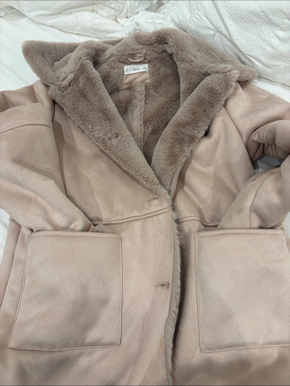 Mango Plush Taupe Teddy Coat